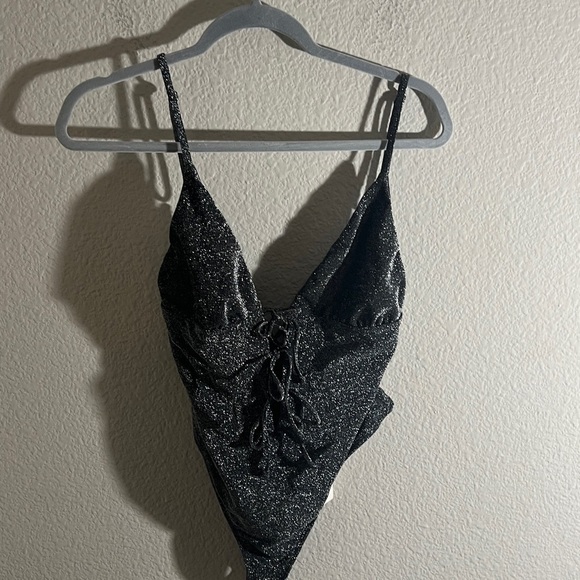 Dippin' Daisy's Mercury One Piece Swimsuit Sparkle Black beach resort Sz L NWT - Picture 4 of 10